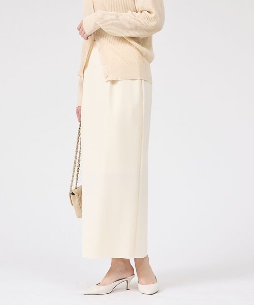Rouge vif la cle / ルージュ・ヴィフ ラクレ ロング・マキシ丈スカート | ストレッチダンボールタイトスカート（オフホワイト）