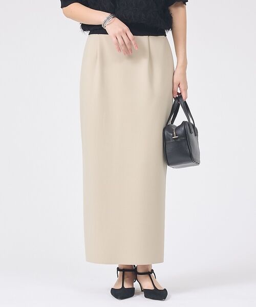 Rouge vif la cle / ルージュ・ヴィフ ラクレ ロング・マキシ丈スカート | ストレッチダンボールタイトスカート（ベージュ）