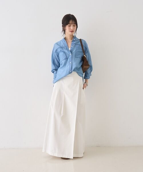 Rouge vif la cle / ルージュ・ヴィフ ラクレ シャツ・ブラウス | シアーデニムスタンドネックシャツ【予約】 | 詳細11