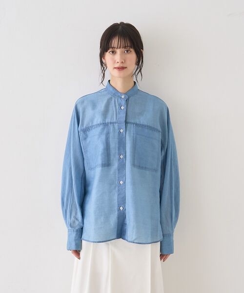 Rouge vif la cle / ルージュ・ヴィフ ラクレ シャツ・ブラウス | シアーデニムスタンドネックシャツ【予約】 | 詳細14