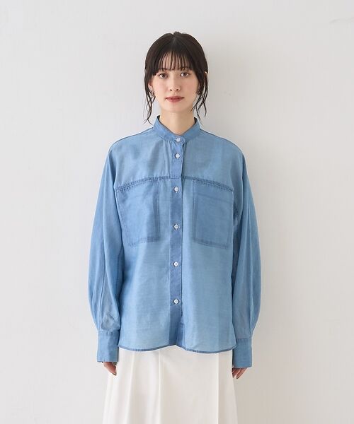 Rouge vif la cle / ルージュ・ヴィフ ラクレ シャツ・ブラウス | 【追加2】シアーデニムスタンドネックシャツ/バンドカラーシャツ【予約】 | 詳細26