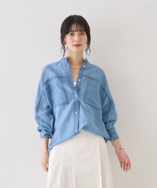 Rouge vif la cle / ルージュ・ヴィフ ラクレ シャツ・ブラウス | シアーデニムスタンドネックシャツ【予約】 | 詳細4