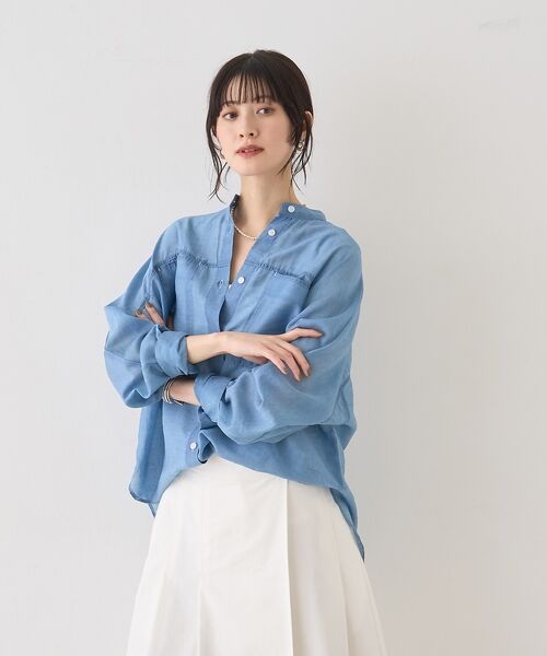 Rouge vif la cle / ルージュ・ヴィフ ラクレ シャツ・ブラウス | シアーデニムスタンドネックシャツ【予約】 | 詳細5