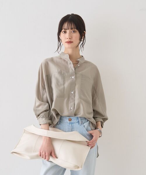 Rouge vif la cle / ルージュ・ヴィフ ラクレ シャツ・ブラウス | シアースタンドネックシャツ/バンドカラーシャツ【予約】 | 詳細13