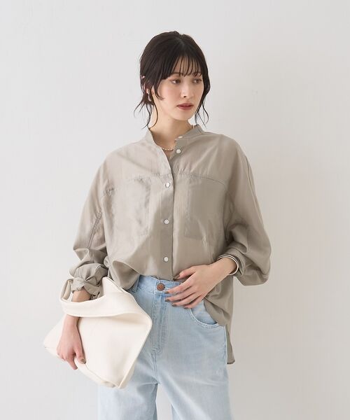 Rouge vif la cle / ルージュ・ヴィフ ラクレ シャツ・ブラウス | シアースタンドネックシャツ/バンドカラーシャツ【予約】 | 詳細14