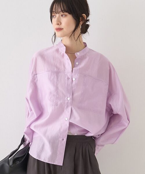 Rouge vif la cle / ルージュ・ヴィフ ラクレ シャツ・ブラウス | シアースタンドネックシャツ【予約】（ラベンダー）