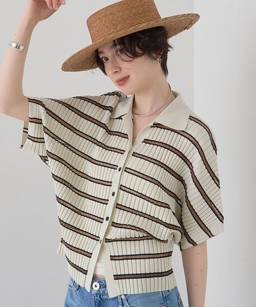 Rouge vif la cle / ルージュ・ヴィフ ラクレ ニット・セーター | リブドルマンス襟付きニットカーディガン/プルオーバー【予約】（その他）