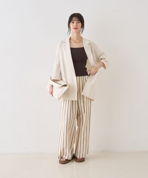 Rouge vif la cle / ルージュ・ヴィフ ラクレ パンツ | ストライプイージーパンツ/ウエストゴム【予約】 | 詳細9