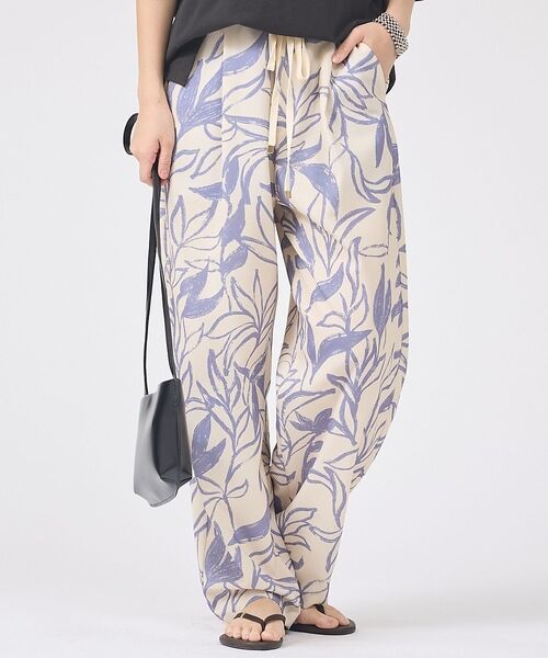 Rouge vif la cle / ルージュ・ヴィフ ラクレ パンツ | リーフプリントルーズテーパードパンツ/ウエストゴム【予約】（ベージュ系その他1）