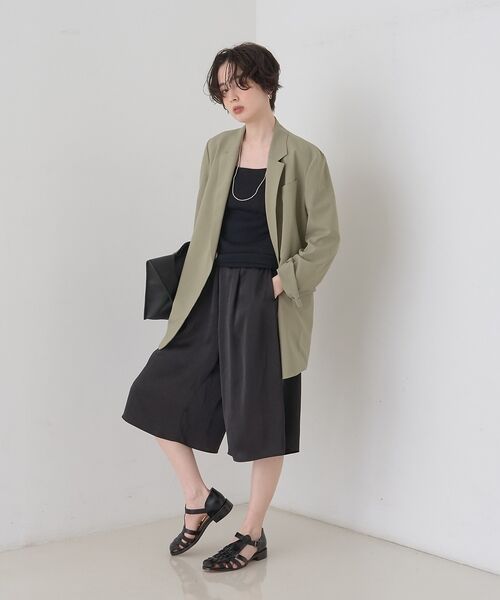 Rouge vif la cle / ルージュ・ヴィフ ラクレ ショート・ハーフ・半端丈パンツ | シックサテンハーフパンツ/ワイドキュロット/ウエストゴム | 詳細13