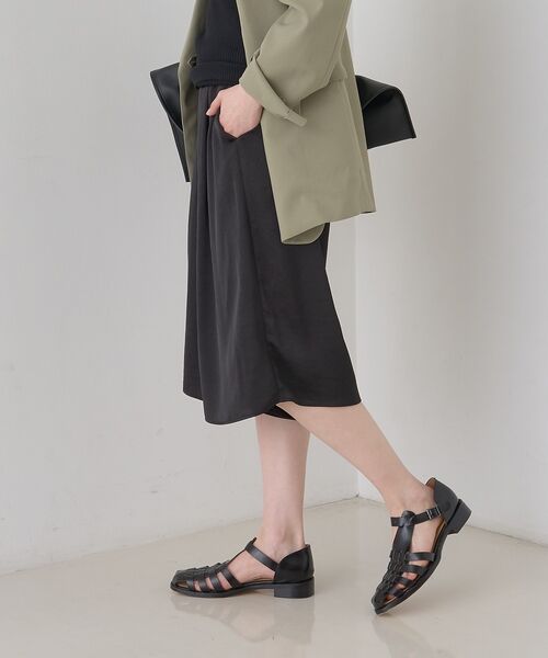 Rouge vif la cle / ルージュ・ヴィフ ラクレ ショート・ハーフ・半端丈パンツ | シックサテンハーフパンツ/ワイドキュロット/ウエストゴム | 詳細3