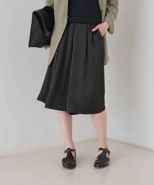 Rouge vif la cle / ルージュ・ヴィフ ラクレ ショート・ハーフ・半端丈パンツ | シックサテンハーフパンツ/ワイドキュロット/ウエストゴム | 詳細4