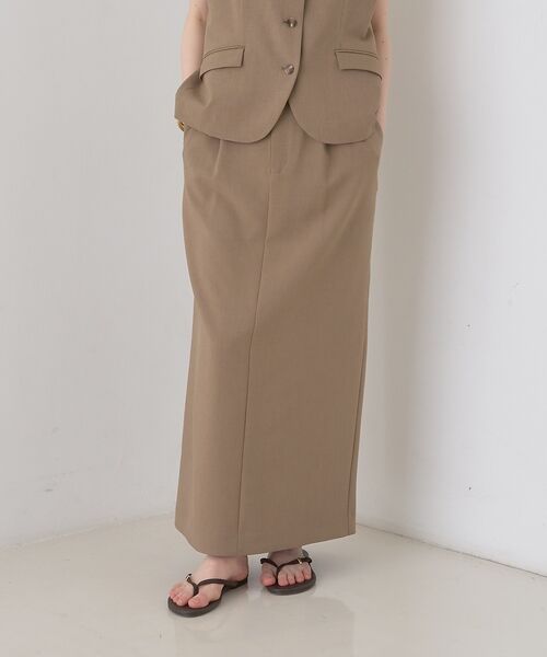 Rouge vif la cle / ルージュ・ヴィフ ラクレ ロング・マキシ丈スカート | 【セットアップ対応】リネン混タイトスカート【予約】 | 詳細1