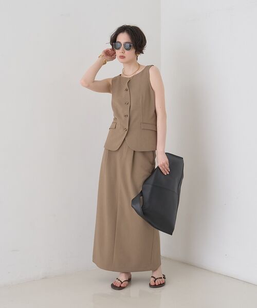 Rouge vif la cle / ルージュ・ヴィフ ラクレ ロング・マキシ丈スカート | 【セットアップ対応】リネン混タイトスカート【予約】 | 詳細10