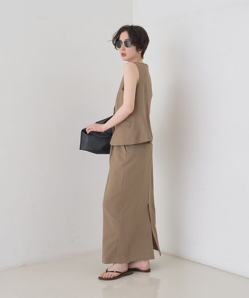 Rouge vif la cle / ルージュ・ヴィフ ラクレ ロング・マキシ丈スカート | 【セットアップ対応】リネン混タイトスカート【予約】 | 詳細12