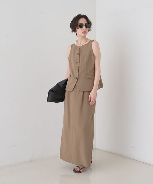 Rouge vif la cle / ルージュ・ヴィフ ラクレ ロング・マキシ丈スカート | 【セットアップ対応】リネン混タイトスカート【予約】 | 詳細8