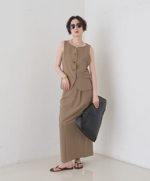 Rouge vif la cle / ルージュ・ヴィフ ラクレ ロング・マキシ丈スカート | 【セットアップ対応】リネン混タイトスカート【予約】 | 詳細9