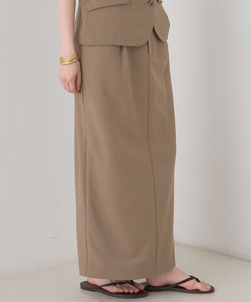 Rouge vif la cle / ルージュ・ヴィフ ラクレ ロング・マキシ丈スカート | 【セットアップ対応】リネン混タイトスカート【予約】（ベージュ）