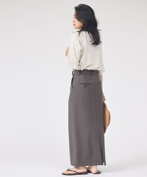 Rouge vif la cle / ルージュ・ヴィフ ラクレ ロング・マキシ丈スカート | 【セットアップ対応】リネン混タイトスカート【予約】 | 詳細20