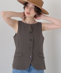 Rouge vif la cle / ルージュ・ヴィフ ラクレ ベスト | 【セットアップ対応】リネン混ジレ/ベスト【予約】
