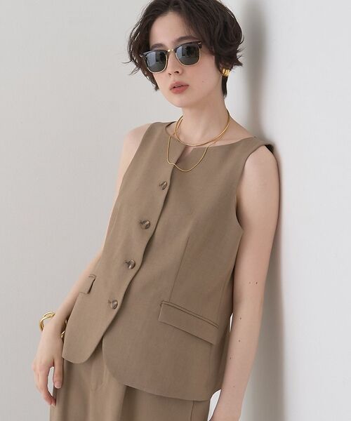 Rouge vif la cle / ルージュ・ヴィフ ラクレ ベスト | 【セットアップ対応】リネン混ジレ/ベスト【予約】（ベージュ）