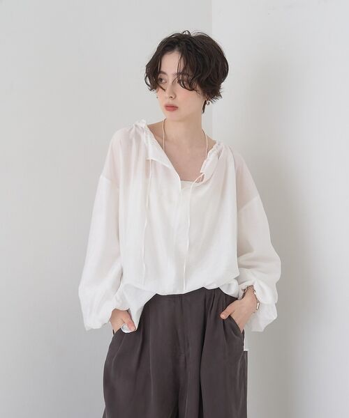 Rouge vif la cle / ルージュ・ヴィフ ラクレ シャツ・ブラウス | 【一部店舗限定】バルーンスリーブシアーブラウス【予約】 | 詳細3