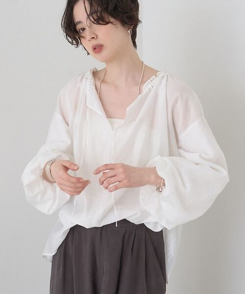 Rouge vif la cle / ルージュ・ヴィフ ラクレ シャツ・ブラウス | 【一部店舗限定】バルーンスリーブシアーブラウス【予約】（ホワイト）