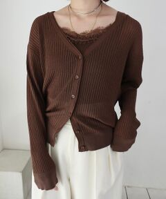 Rouge vif la cle / ルージュ・ヴィフ ラクレ カーディガン・ボレロ | 【一部店舗限定】レースキャミ付きニットアンサンブル/カーディガン【予約】