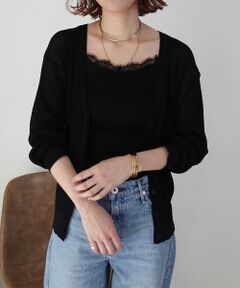 Rouge vif la cle / ルージュ・ヴィフ ラクレ カーディガン・ボレロ | 【一部店舗限定】レースキャミ付きニットアンサンブル/カーディガン【予約】