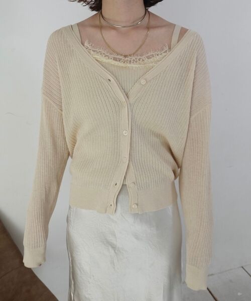 Rouge vif la cle / ルージュ・ヴィフ ラクレ カーディガン・ボレロ | 【一部店舗限定】レースキャミ付きニットアンサンブル/カーディガン【予約】 | 詳細3