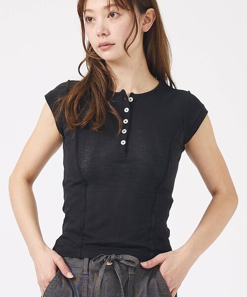 Rouge vif la cle / ルージュ・ヴィフ ラクレ Tシャツ | 【MILLER/ミラー】Light Prib Henly S/S Tee / ラ（ブラック）