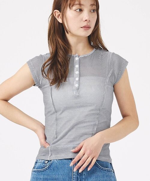 Rouge vif la cle / ルージュ・ヴィフ ラクレ Tシャツ | 【MILLER/ミラー】Light Prib Henly S/S Tee / ラ（ネイビー）