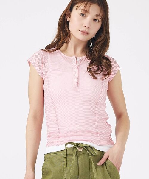 Rouge vif la cle / ルージュ・ヴィフ ラクレ Tシャツ | 【MILLER/ミラー】Light Prib Henly S/S Tee / ラ（ピンク）