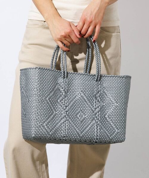 Rouge vif la cle / ルージュ・ヴィフ ラクレ かごバック | 【MOON BIRD/ムーンバード】手編みのメルカドバッグ横長Ｍ/かごバッグ/軽（シルバー）