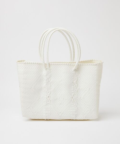 Rouge vif la cle / ルージュ・ヴィフ ラクレ かごバック | 【MOON BIRD/ムーンバード】手編みのメルカドバッグ横長Ｍ/かごバッグ/軽（ホワイト）