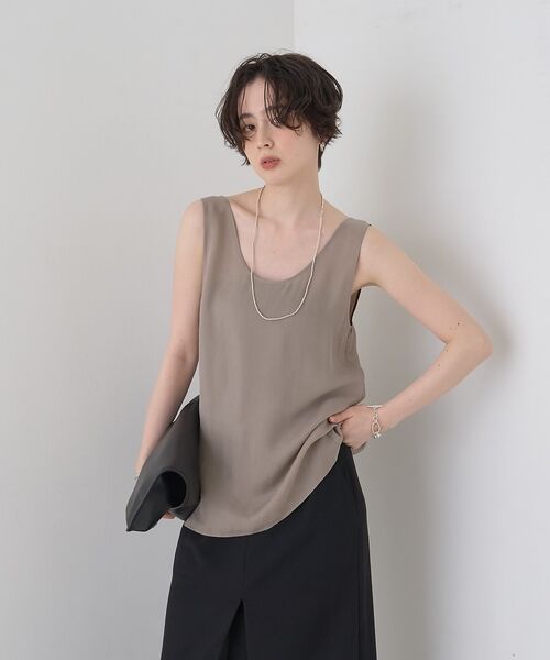 Rouge vif la cle / ルージュ・ヴィフ ラクレ シャツ・ブラウス | キュプラフィブリルUネックノースリーブブラウス/ジレ【予約】 | 詳細1