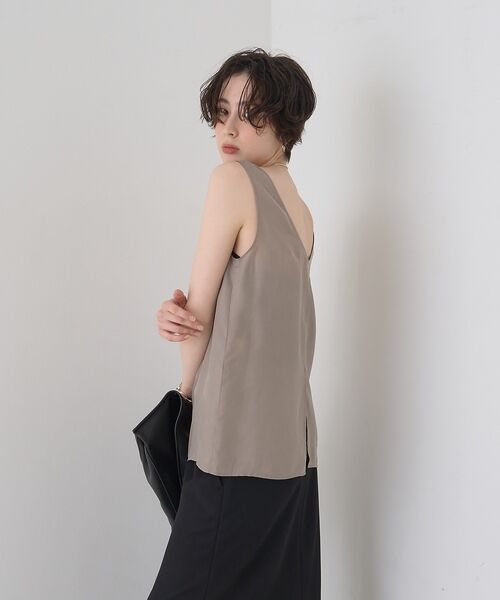 Rouge vif la cle / ルージュ・ヴィフ ラクレ シャツ・ブラウス | キュプラフィブリルUネックノースリーブブラウス/ジレ【予約】 | 詳細4