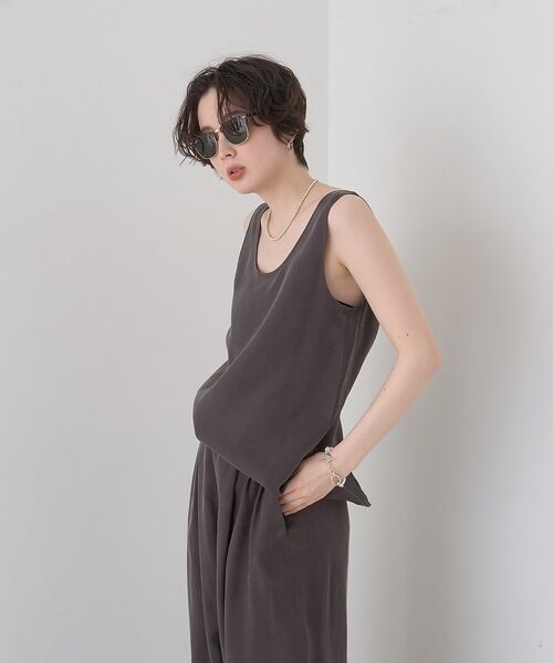 Rouge vif la cle / ルージュ・ヴィフ ラクレ シャツ・ブラウス | キュプラフィブリルUネックノースリーブブラウス/ジレ【予約】 | 詳細24