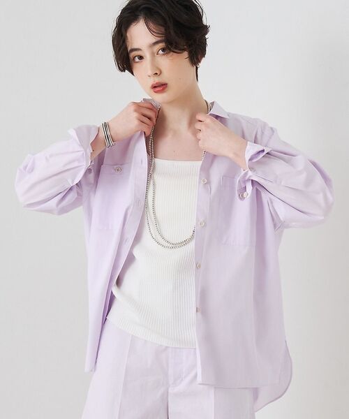 Rouge vif la cle / ルージュ・ヴィフ ラクレ シャツ・ブラウス | 【セットアップ対応】コットン胸ポケット付きシャツ【予約】（ラベンダー）