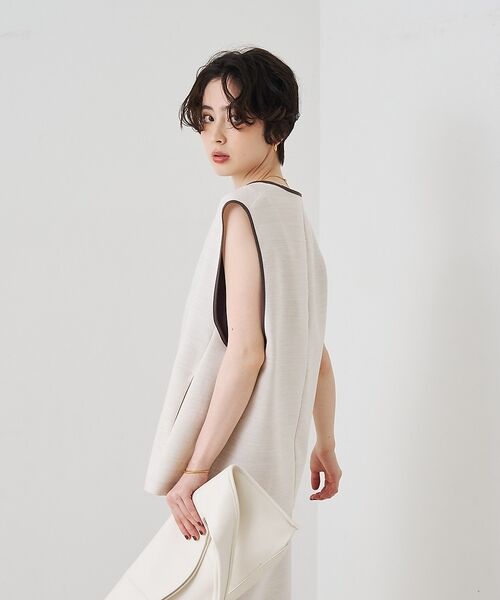 Rouge vif la cle / ルージュ・ヴィフ ラクレ ベスト | 【セットアップ対応】麻調ダブルクロスベスト/ジレ【予約】 | 詳細4