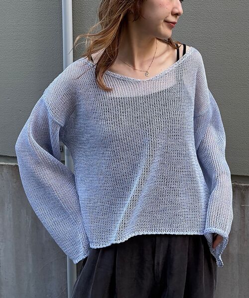 Rouge vif la cle / ルージュ・ヴィフ ラクレ ニット・セーター | 【定番人気】【2026SS新作】前後2WAYペーパーメッシュニットプルオーバー【（パープル）