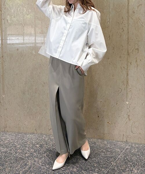 Rouge vif la cle / ルージュ・ヴィフ ラクレ ロング・マキシ丈スカート | 【防しわ】【梳毛調ストレッチ素材】ダブルタックフロントスリットタイトスカート【予 | 詳細12