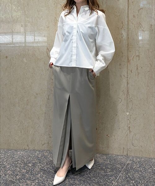 Rouge vif la cle / ルージュ・ヴィフ ラクレ ロング・マキシ丈スカート | 【防しわ】【梳毛調ストレッチ素材】ダブルタックフロントスリットタイトスカート【予 | 詳細13