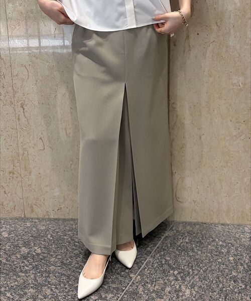 Rouge vif la cle / ルージュ・ヴィフ ラクレ ロング・マキシ丈スカート | 【防しわ】【梳毛調ストレッチ素材】ダブルタックフロントスリットタイトスカート | 詳細19