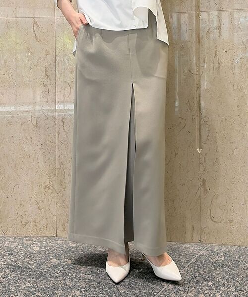 Rouge vif la cle / ルージュ・ヴィフ ラクレ ロング・マキシ丈スカート | 【防しわ】【梳毛調ストレッチ素材】ダブルタックフロントスリットタイトスカート【予 | 詳細2