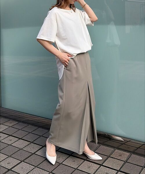 Rouge vif la cle / ルージュ・ヴィフ ラクレ ロング・マキシ丈スカート | 【防しわ】【梳毛調ストレッチ素材】ダブルタックフロントスリットタイトスカート【予 | 詳細7