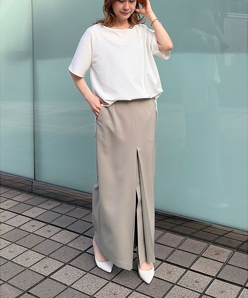 Rouge vif la cle / ルージュ・ヴィフ ラクレ ロング・マキシ丈スカート | 【防しわ】【梳毛調ストレッチ素材】ダブルタックフロントスリットタイトスカート【予 | 詳細8