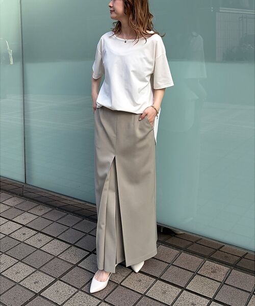 Rouge vif la cle / ルージュ・ヴィフ ラクレ ロング・マキシ丈スカート | 【防しわ】【梳毛調ストレッチ素材】ダブルタックフロントスリットタイトスカート【予 | 詳細9