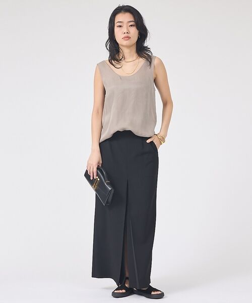 Rouge vif la cle / ルージュ・ヴィフ ラクレ ロング・マキシ丈スカート | 【防しわ】【梳毛調ストレッチ素材】ダブルタックフロントスリットタイトスカート【予 | 詳細29