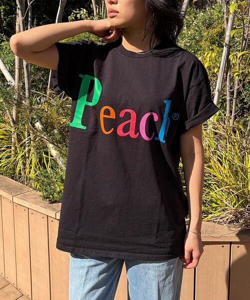 Rouge vif la cle / ルージュ・ヴィフ ラクレ Tシャツ | 【byeA./バイエー】Peach TEE/ロゴTシャツ（ブラック）